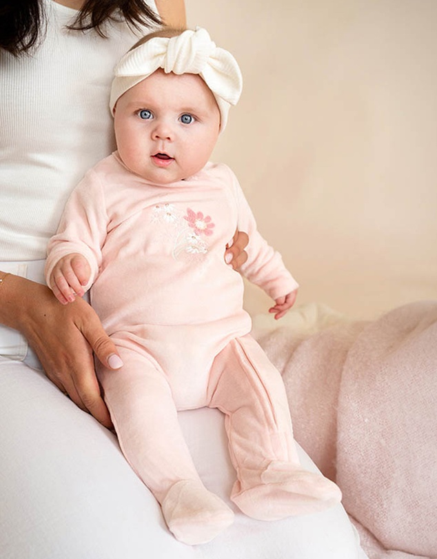 Bebe by Minihaha - Fern Velour Embroidered Zip Onesie - Babies