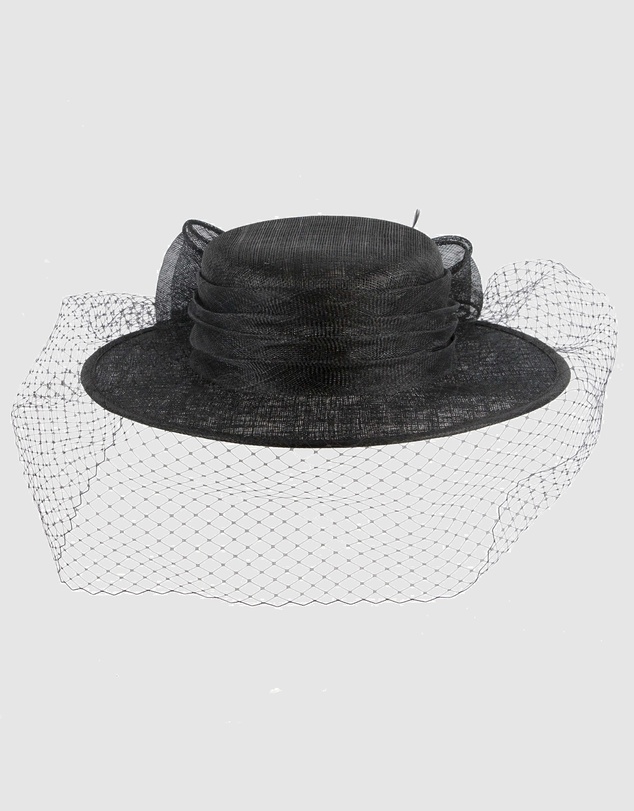 Max Alexander - Black Boater Hat with veil