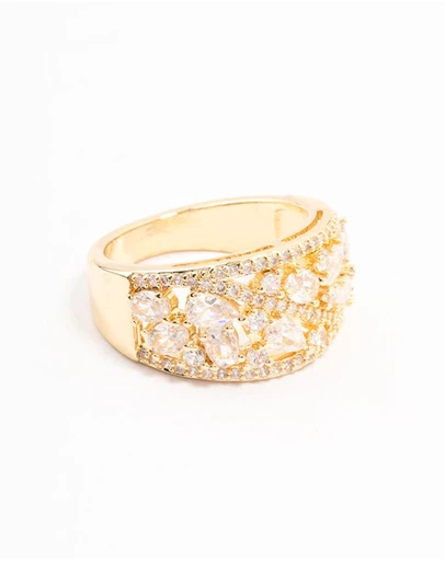 Lovisa - Gold Plated Mixed Stone Cubic Zirconia Ring