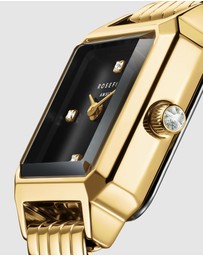 Rosefield - Boxelle Black Crystal Gold-Tone Bracelet Watch