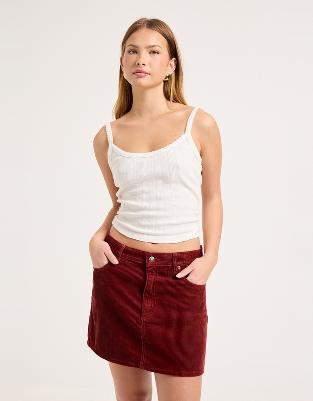 Rolla's - 90's Relaxed Corduroy Mini Skirt - Burnt Sienna