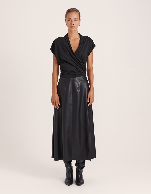 SABA - Viv Faux Leather Fluted Skirt