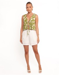 Petal & Pup - Valia Tie Top - Green Floral