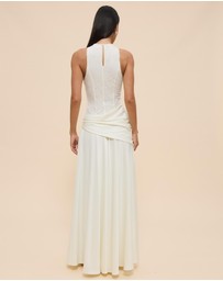 Revibe - Repaired CHANCERY Layla High Neck Lace Panelled Maxi Dress - AU 8
