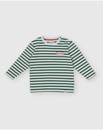 Goldie + Ace - LS Stripe Logo Top - Babies-Kids