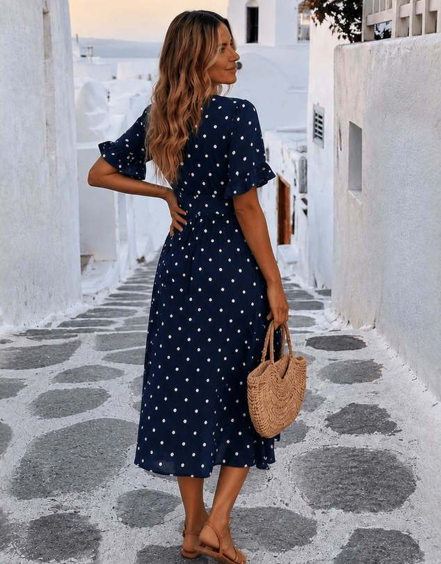 Esther & Co - Orrin Dress - Navy Spot