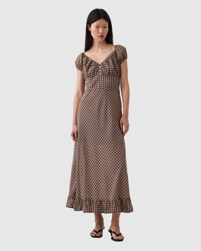 GAP - SS V-Neck Button Maxi Dress