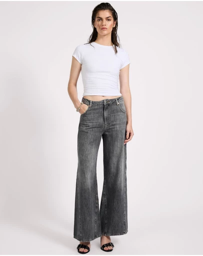 ONE TEASPOON - Cruisers Mid Waist Bootcut Flare Denim Jeans - Charcoal Grey