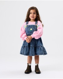 Goldie + Ace - Tully Tiered Denim Daisy Pinafore Dress - Babies-Kids