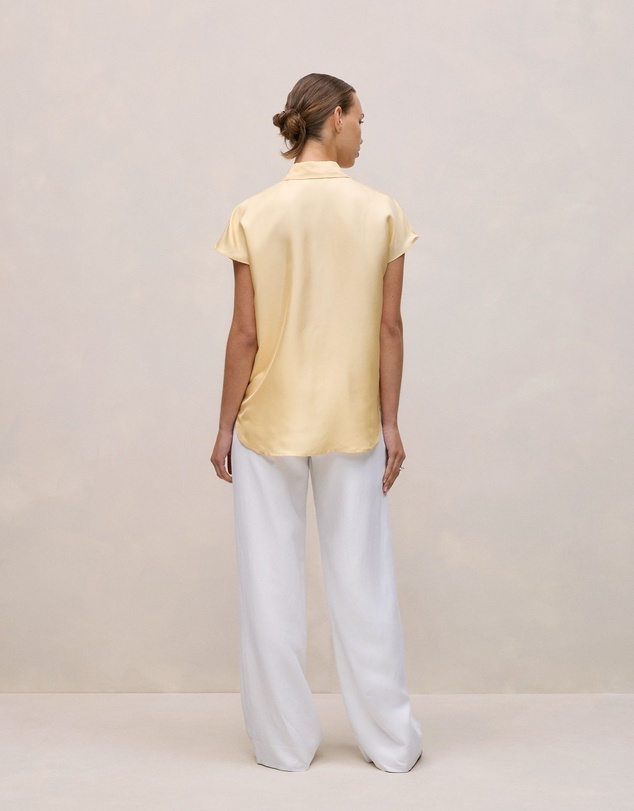 Trenery - Silk Twill Cap Sleeve Shirt in Butter