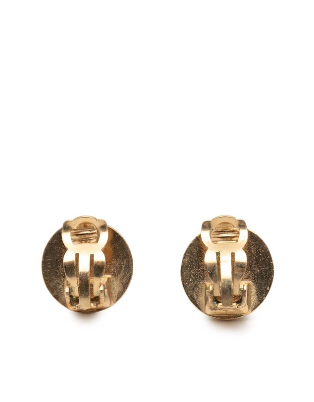 Pre-Loved by Azura Reborn - Pre-Loved Gold Plated and Enamel CC Round Button Clip On Earrings