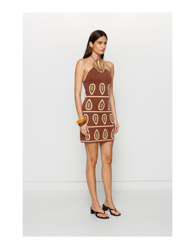 The Wolf Gang - Concha Halter Mini Dress - Chocolate