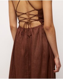 AERE - Irisa Linen Tie Back Midi Dress