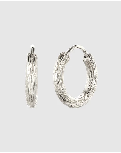 Kuzzoi - ICONIC EXCLUSIVE - Textured Hoop Earrings in 925 Sterling Silver