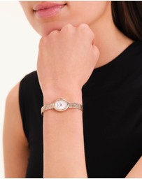 Rosefield - Mini Oval White Rose Gold-Tone Woven Mesh Bracelet Watch
