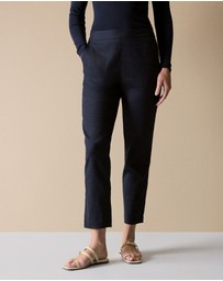 Trenery - Stretch Linen Blend Pull On Pant in Night Sky