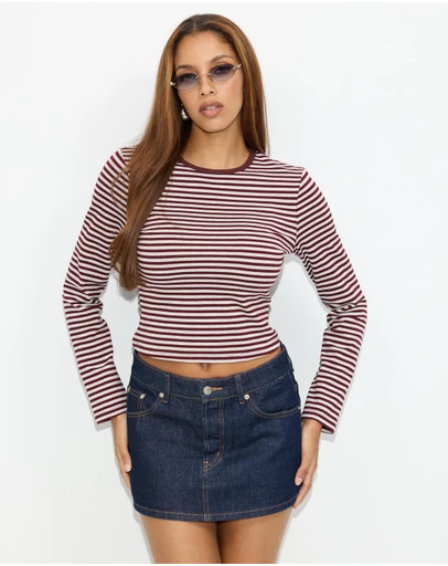 Dazie - Blush LS Stripe T-Shirt