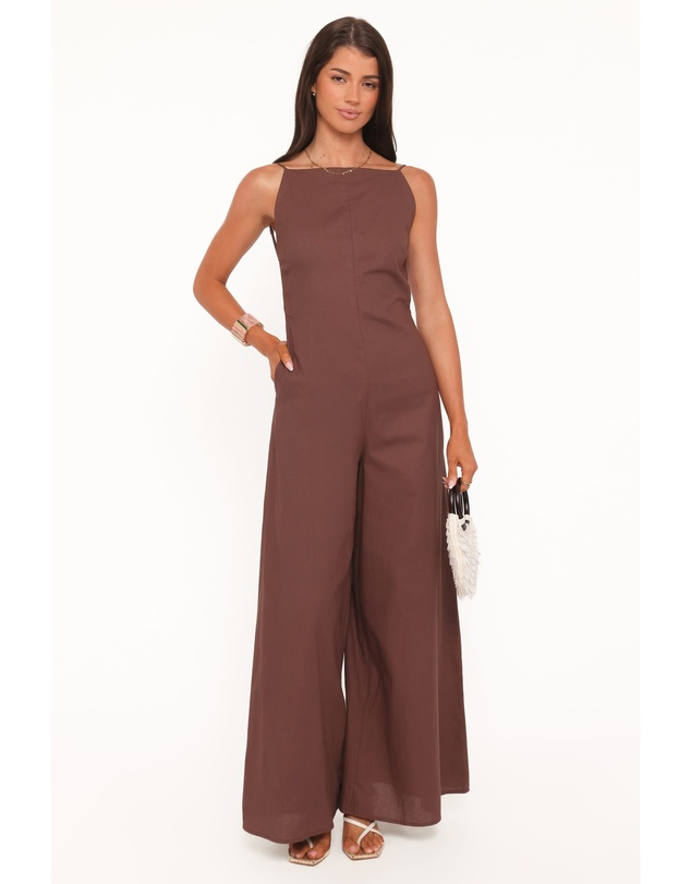 Petal & Pup - Ophilia Open Back Jumpsuit - Dark Brown