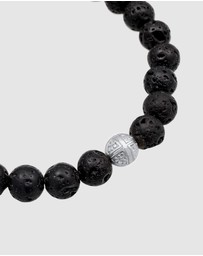 Kuzzoi - ICONIC EXCLUSIVE - Bracelet Basic Lava Stone Cross Ethnic 925 Silver