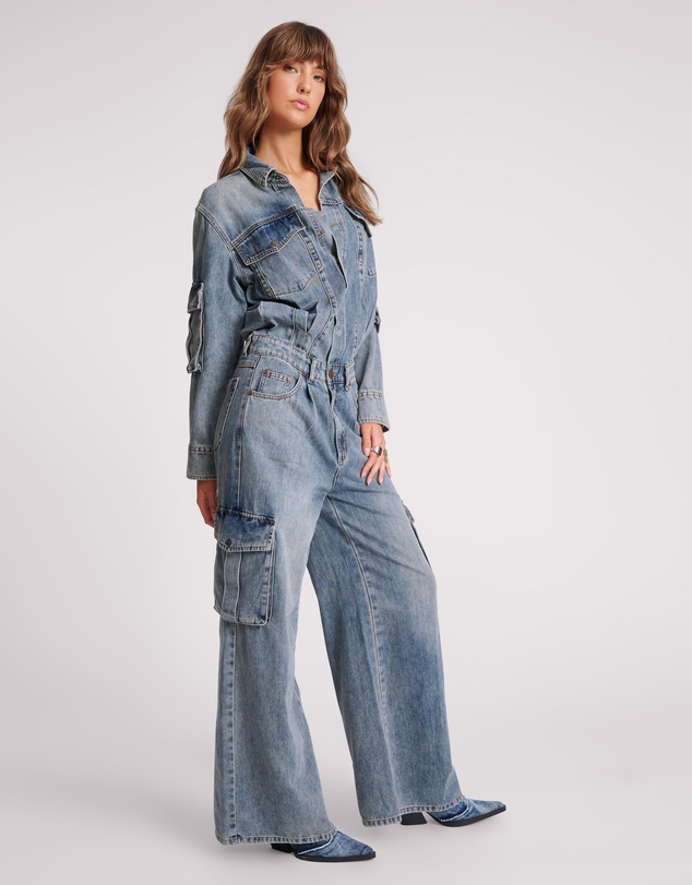 ONE TEASPOON - Blue Blossom Cargo Trucker Overall