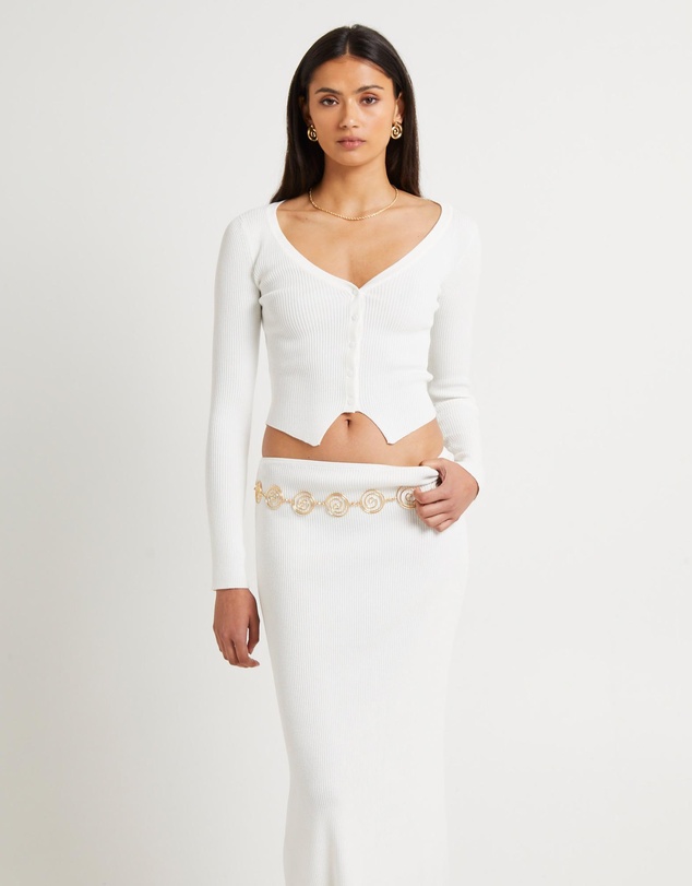 Subtitled - Kelse Knitted Long Sleeve Button Top