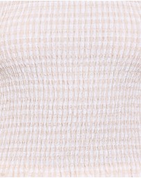 Petal & Pup - Callista Shirred Waist Top - Beige Gingham
