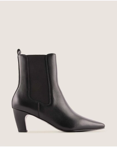 Shelly Shen - Fame Heel Ankle Boots Black Leather