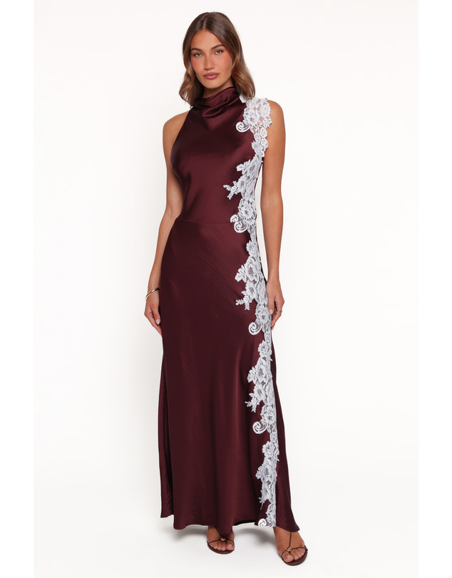 Petal & Pup - Lunita Halterneck Maxi Dress - Brown/Blue