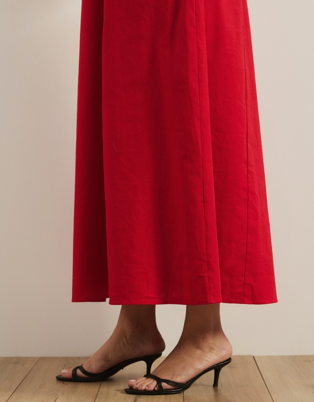 Atmos&Here Curvy - Oralie One Shoulder Linen Blend Midi Dress