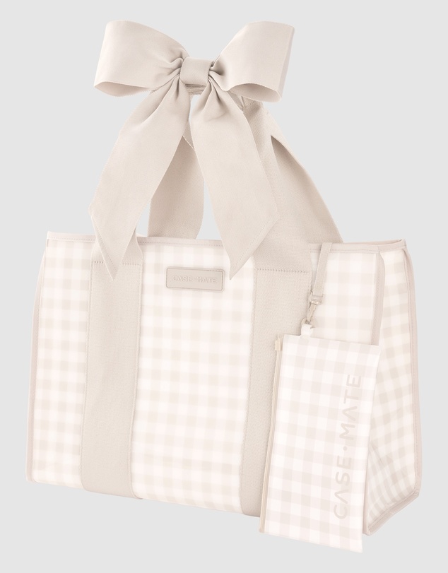 Case-Mate - Case-Mate Latte Gingham Bow Tote w/ Phone Pouch