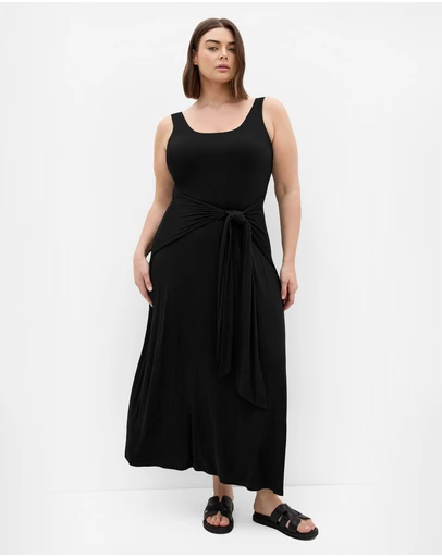 City Chic - Drape Waist Tie Maxi Dress