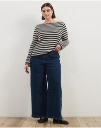 Atmos&Here Curvy - Betty High Waist Wide Leg Stretch Jeans