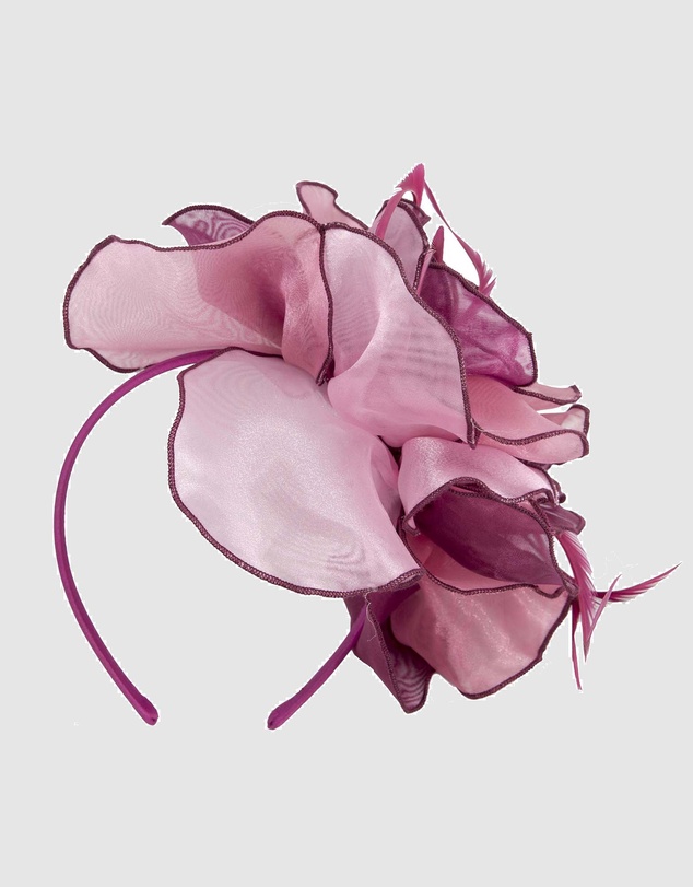 Max Alexander - Pink Wine Organza Flower Fascinator