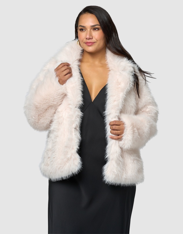 Pink Dusk by Curve Project - Seductive Charm Faux Fur Coat