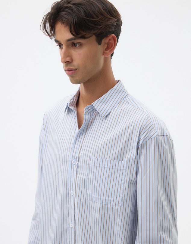 AERE - Stripe Cotton Poplin Boxy Shirt