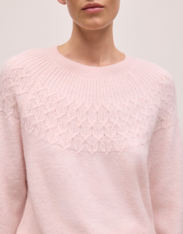 Trenery - Alpaca Merino Cable Yoke Knit in Rose Quartz