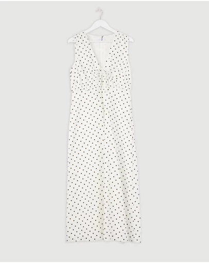 Revibe - Repaired AERE Juniper Tie Front Cotton Midi Dress - AU 14