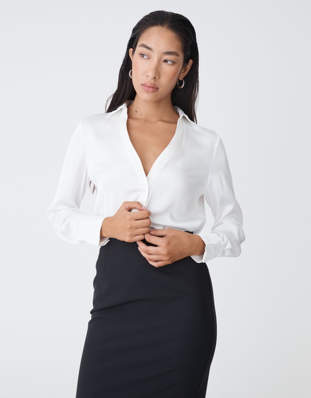 Forcast - Lila V-neck Satin Blouse