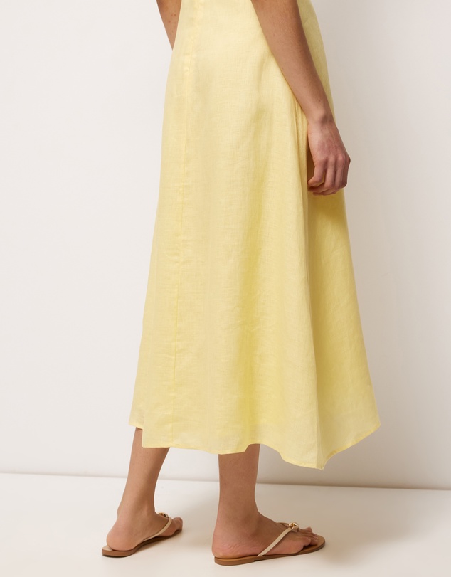 AERE - Maris Pintuck Strapless Linen Midi Dress