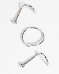 Lovisa - Surgical Steel Nose Stud & Ring Pack with Diamantes