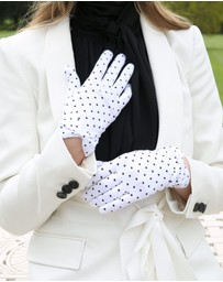 DENTS - Spotted Cotton Gloves with Cuff Bow