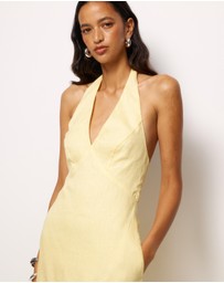 AERE - Brisa Halter Linen Slip Dress