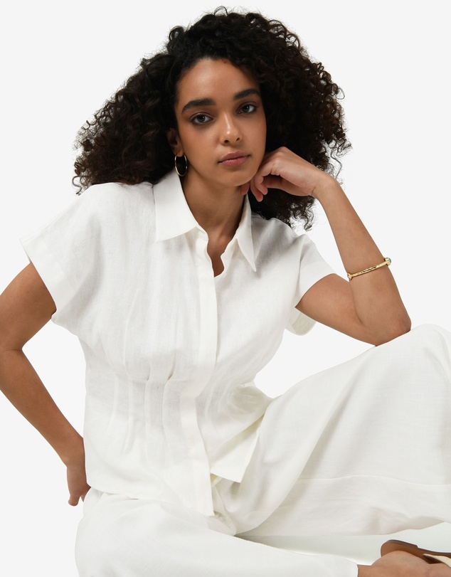 Forcast - Ami Linen Pleated Tuck Shirt