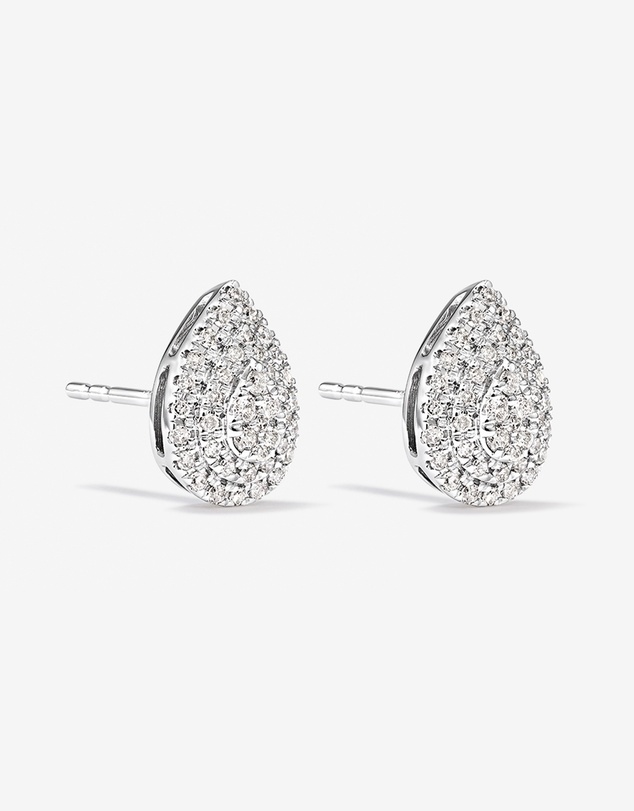 Michael Hill - 0.30 Carat TW Pear Shaped Diamond Cluster Stud Earrings in 10kt White Gold