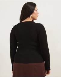 Atmos&Here Curvy - Kaia Long Sleeve Rib Knit Top