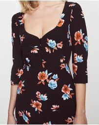 Sosandar - Floral Print Sweetheart Neck Dress