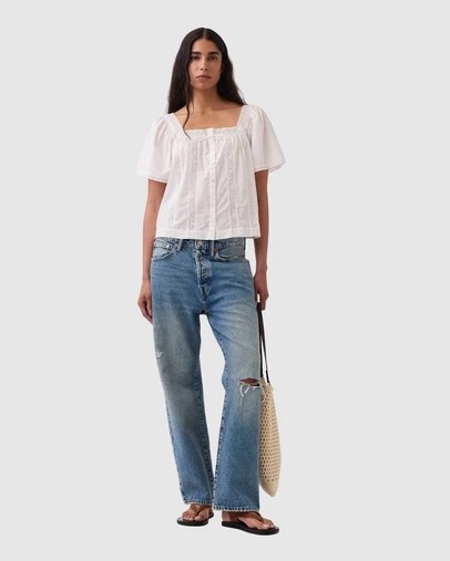 GAP - SS Lace Femme Square Neck Top