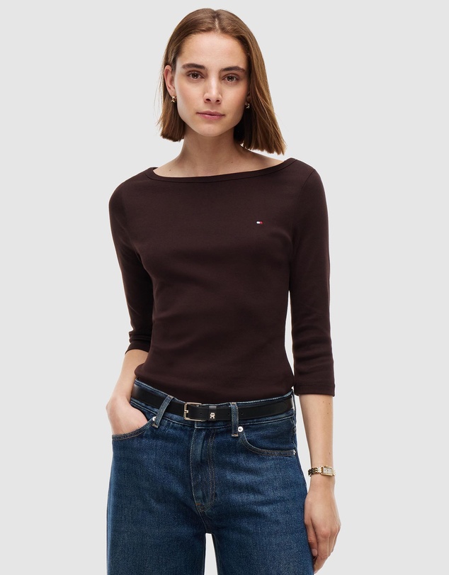 Tommy Hilfiger - Slim Boat Neck Three-Quarter Sleeve T-Shirt
