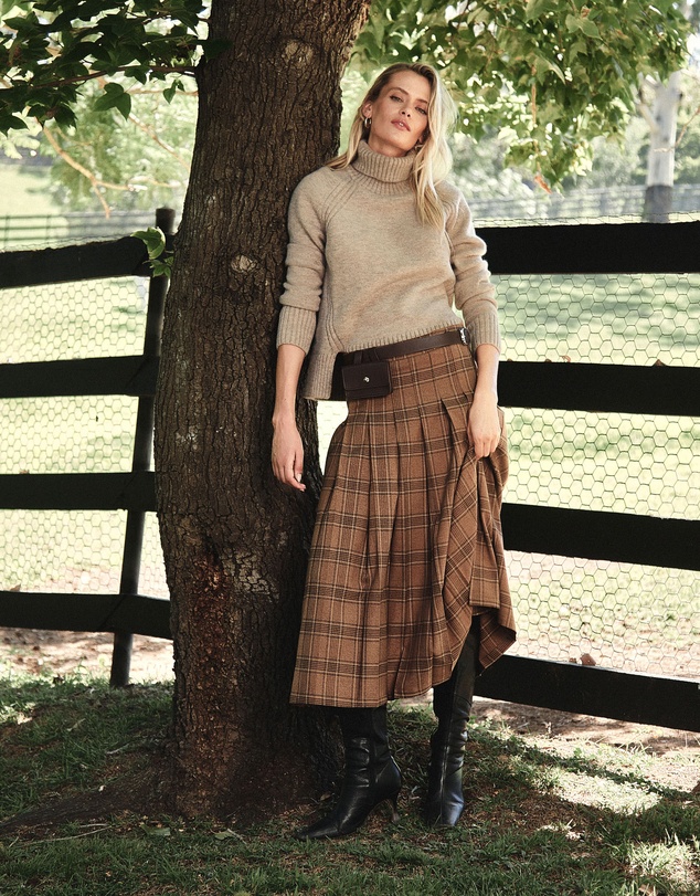 Forcast - Lani Pleated Check Skirt