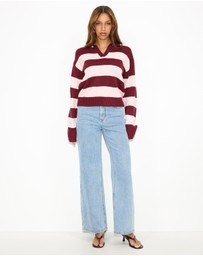 Dazie - Freya Stripe Knit Polo